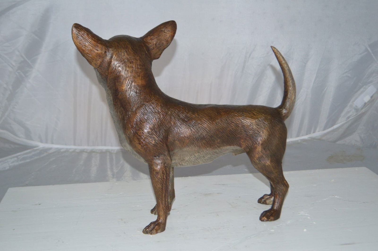 Standing Chihuahua Bronze Statue - Size: 6"L x 16"W x 14"H. - 8