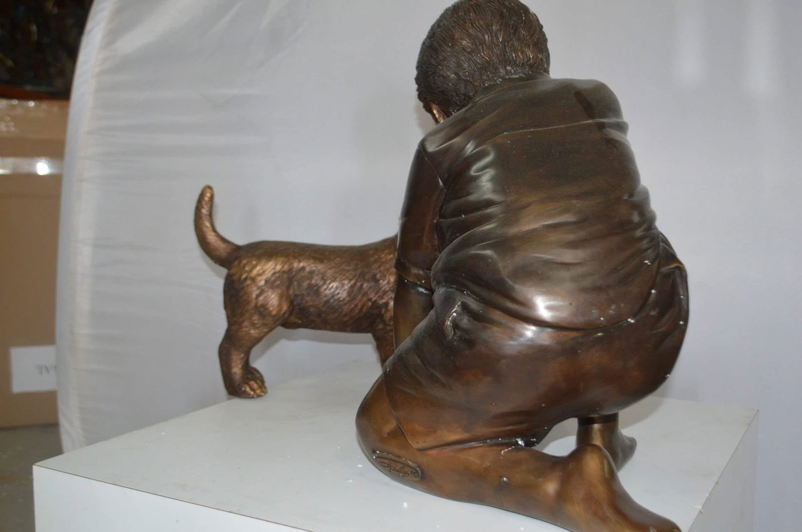 Boy and Dog Bronze Statue - Size: 30"L x 18"W x 18"H. - 12