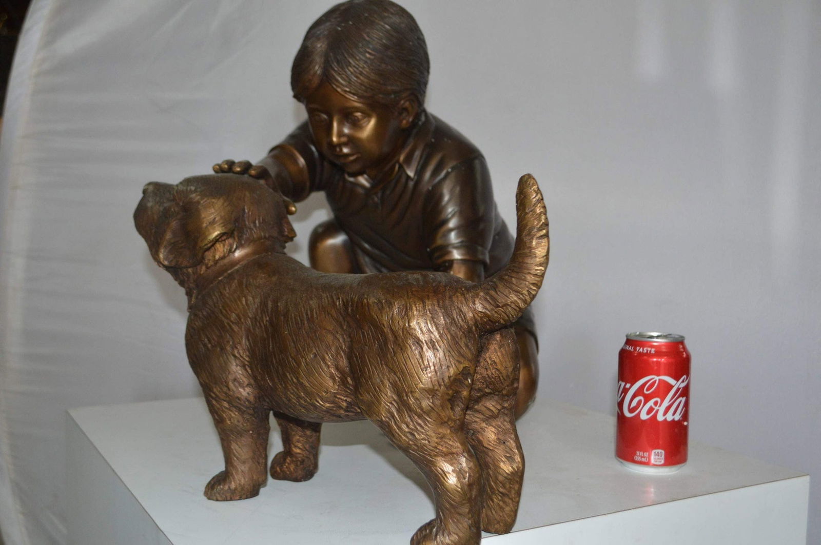 Boy and Dog Bronze Statue - Size: 30"L x 18"W x 18"H. - 5