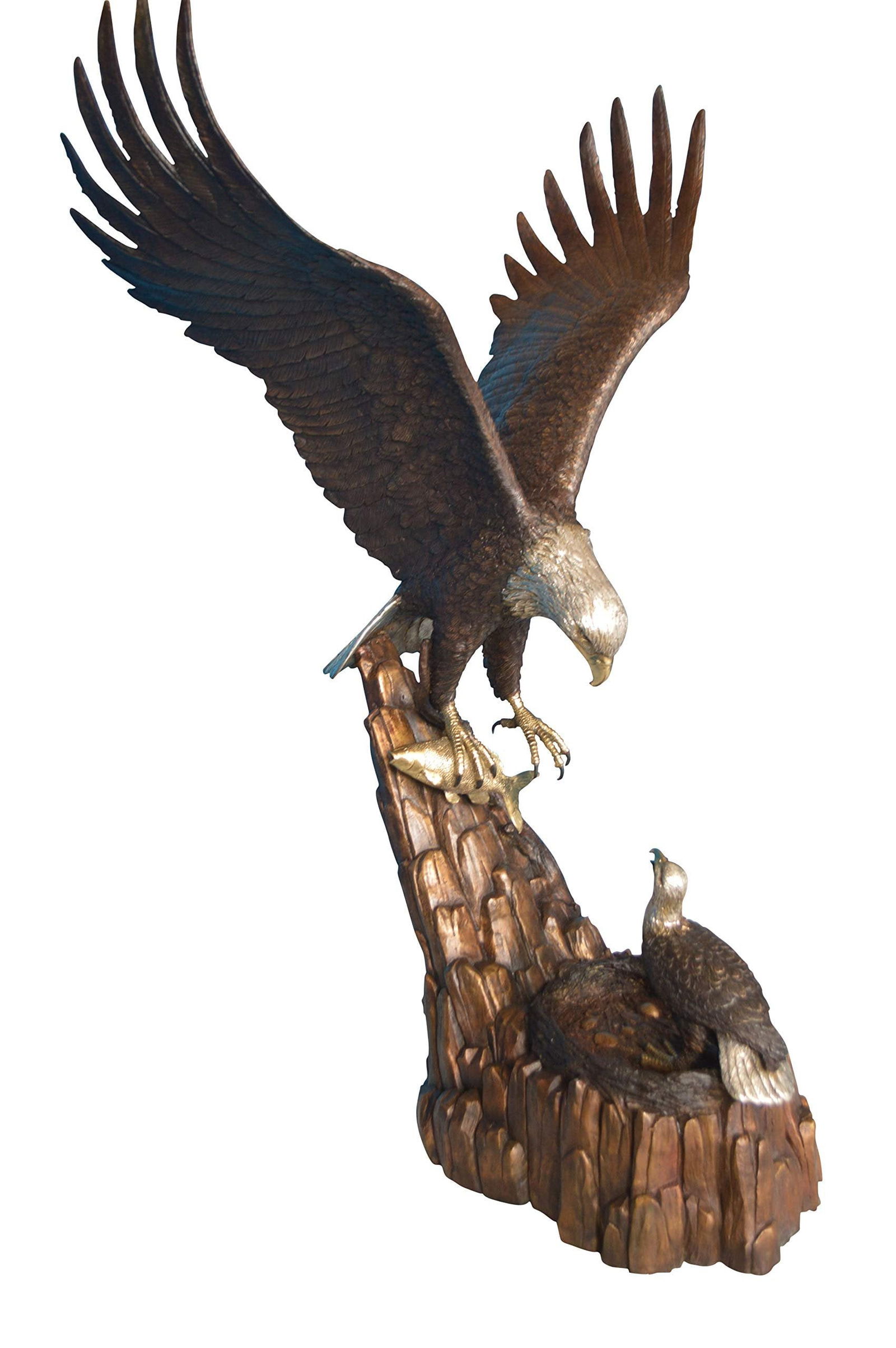 Eagle with nest Bronze Statue - Size: 36"L x 40"W x 63"H. (1 of 9)