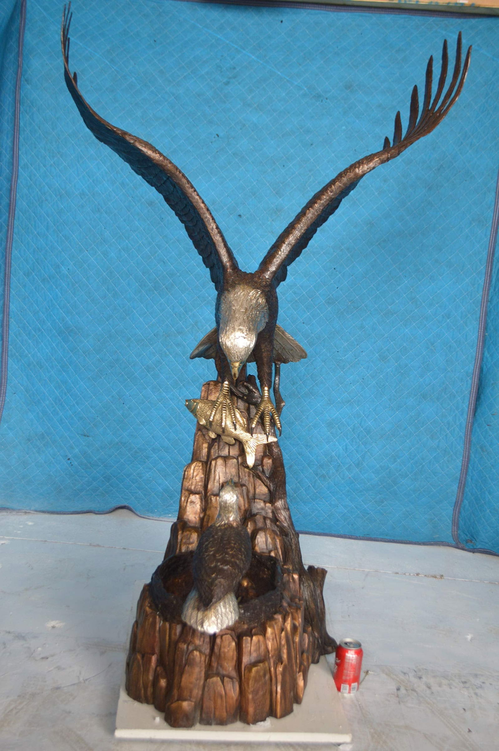 Eagle with nest Bronze Statue - Size: 36"L x 40"W x 63"H. - 4