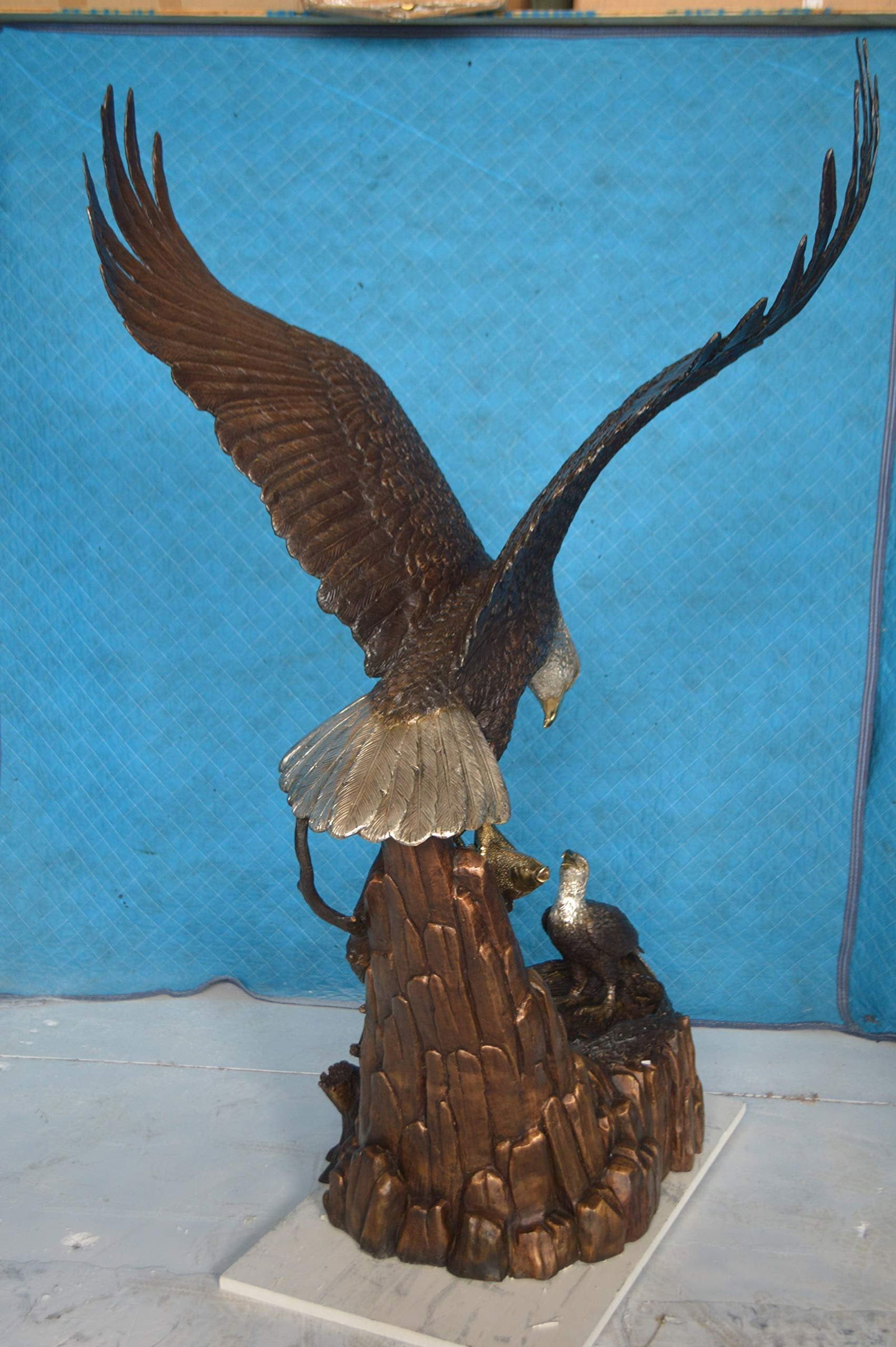 Eagle with nest Bronze Statue - Size: 36"L x 40"W x 63"H. - 8