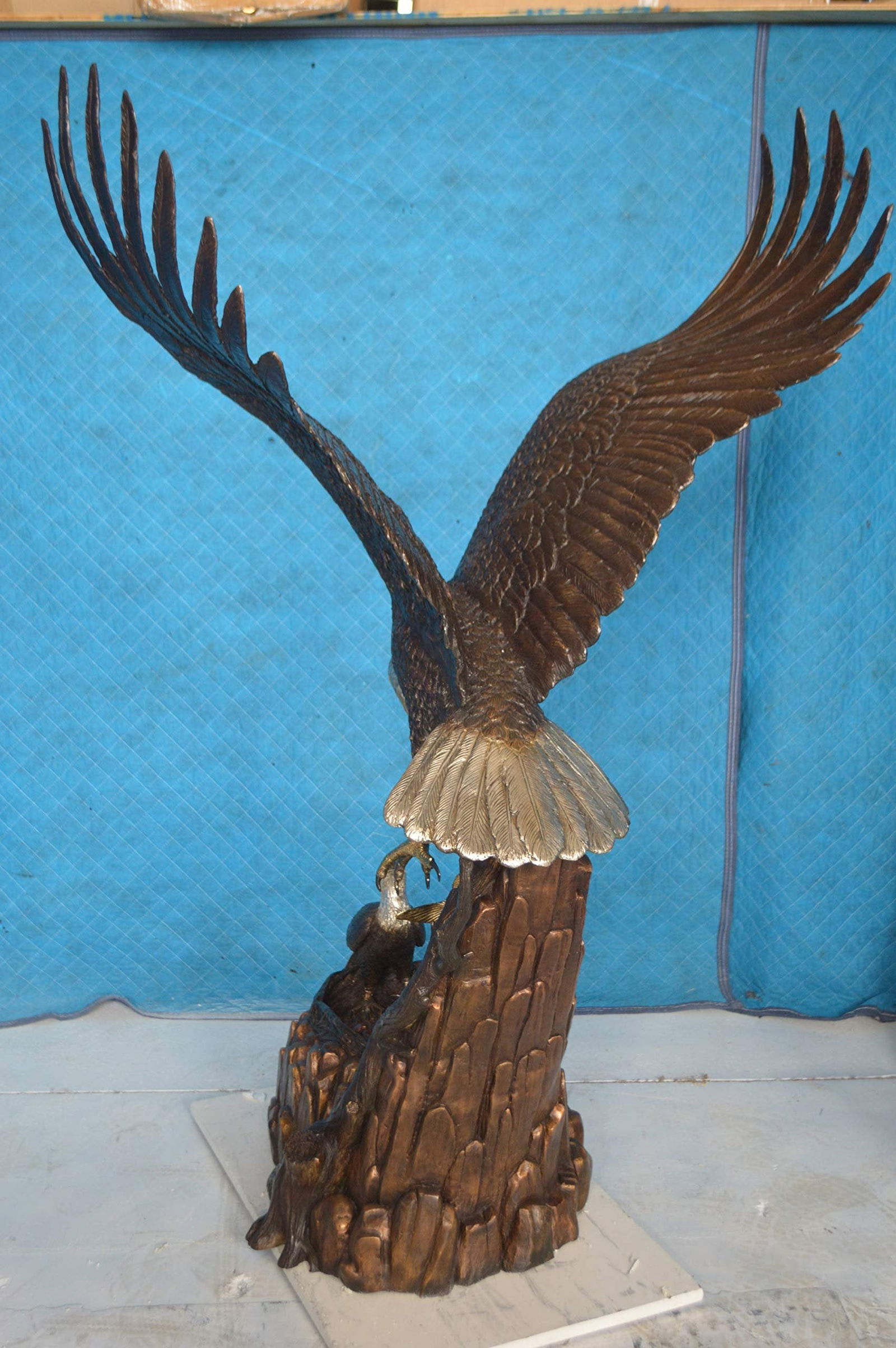 Eagle with nest Bronze Statue - Size: 36"L x 40"W x 63"H. - 9
