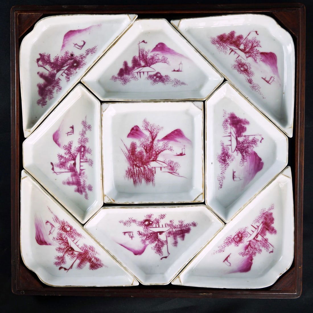 19th C Chinese Nine-Section Sweetmeat Set - 3