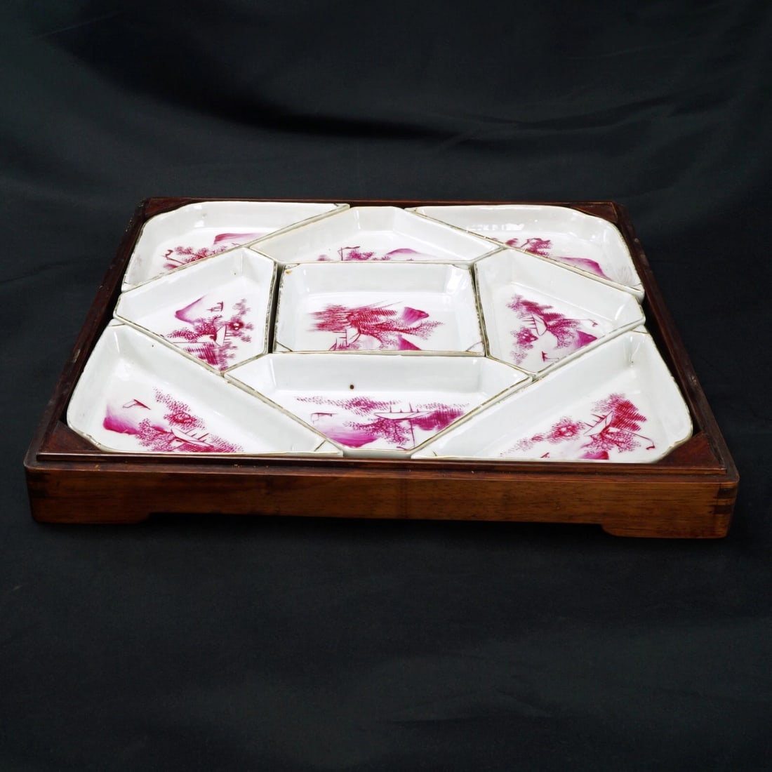 19th C Chinese Nine-Section Sweetmeat Set - 7