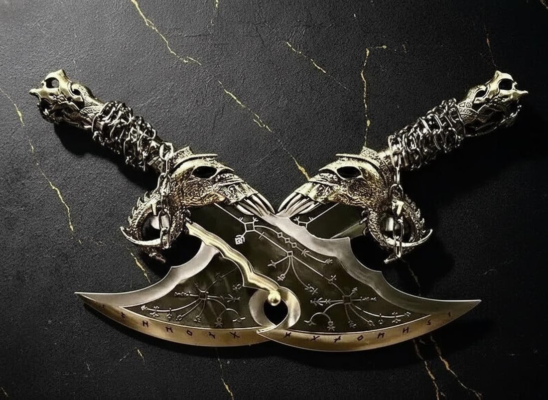 Full Size Kratos Blades of Chaos Metal Replica God of War Weapon with Display Stand - 2