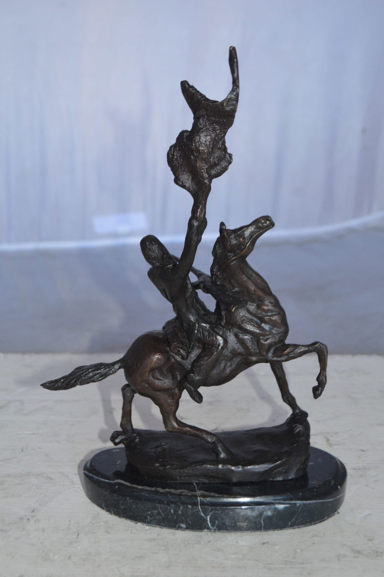 Buffalo Signal Bronze Statue by Remington 13H - Size: 8"L x 3"W x 13"H. - 10