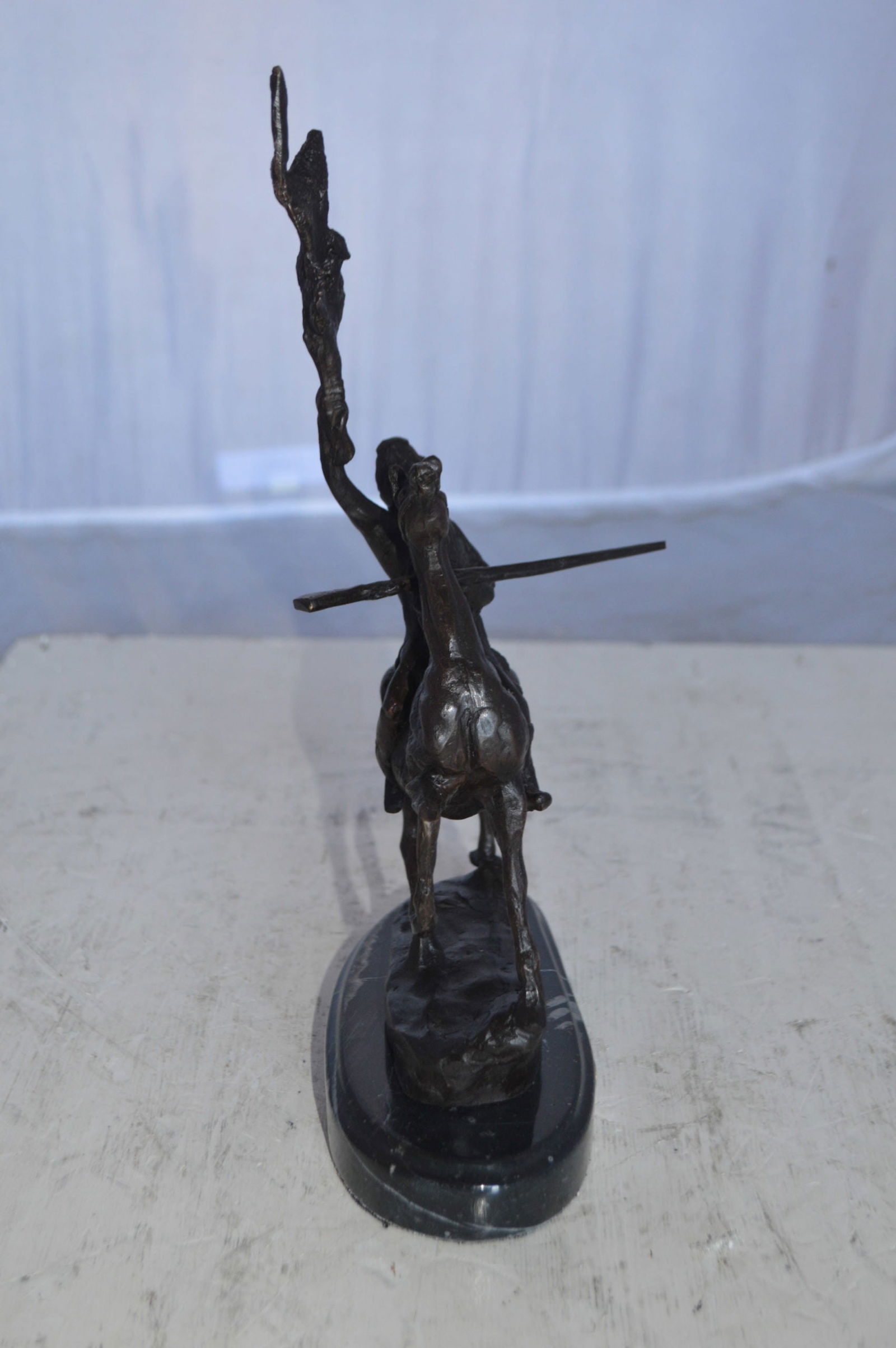 Buffalo Signal Bronze Statue by Remington 13H - Size: 8"L x 3"W x 13"H. - 8