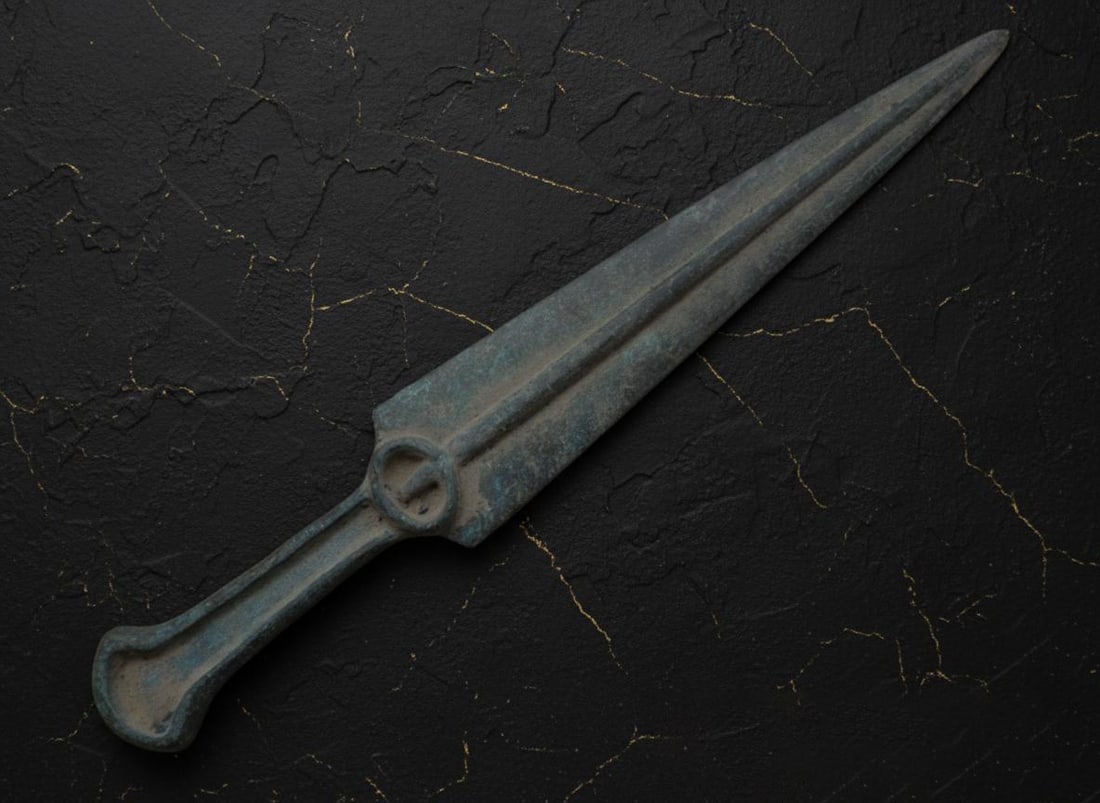 Ancient Luristan Bronze Dagger Antique Persian Style Sword Akinak Weapon - 7