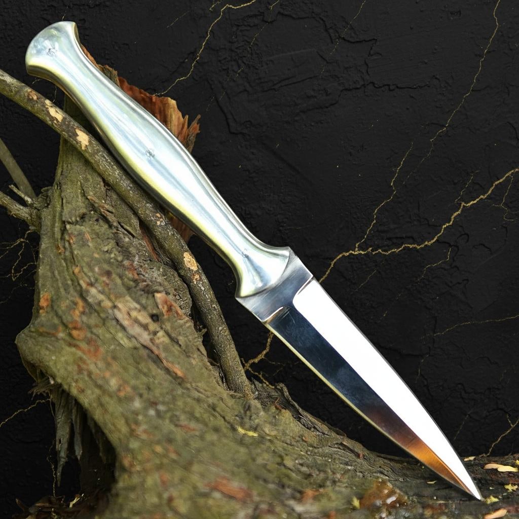 Handmade 8.5" Full Tang Boot Knife with Double Edge High Carbon Steel Dagger Blade: Title:Handmade 8.5" Full Tang Boot Knife with Double Edge High Carbon Steel Dagger BladeDescription:This listing is for a handmade fixed blade dagger, crafted from a single piece of high carbon steel