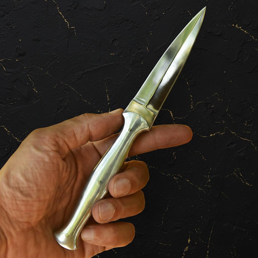 Handmade 8.5" Full Tang Boot Knife with Double Edge High Carbon Steel Dagger Blade - 3