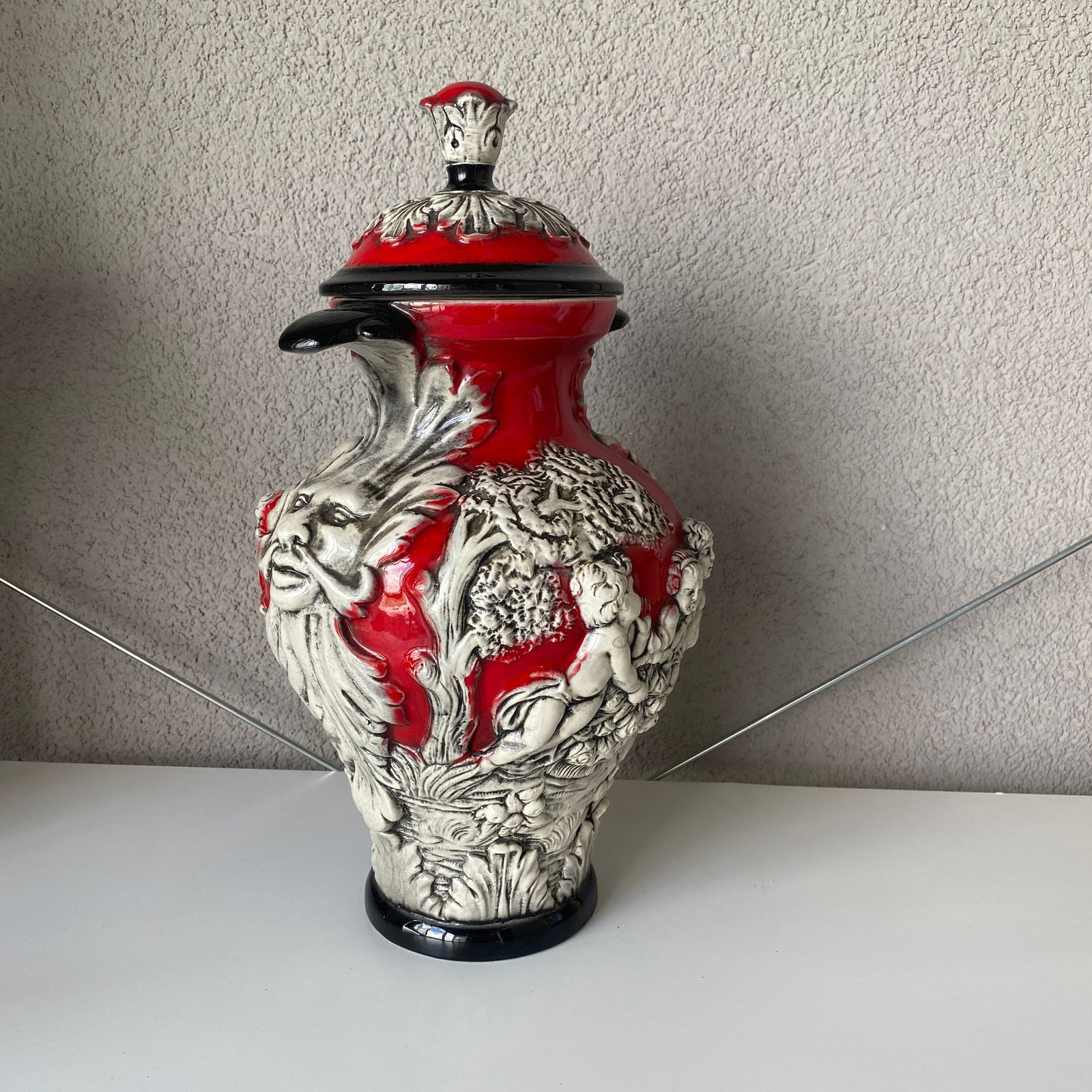 Handmade and handpainted ceramic jar pot with lid - 5