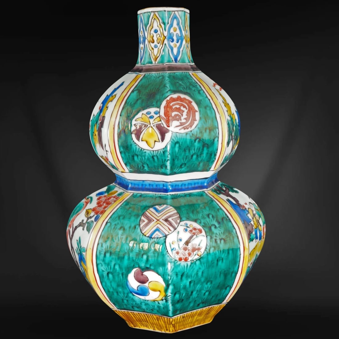 1920s Japanese Kutani Gourd Vase - 5