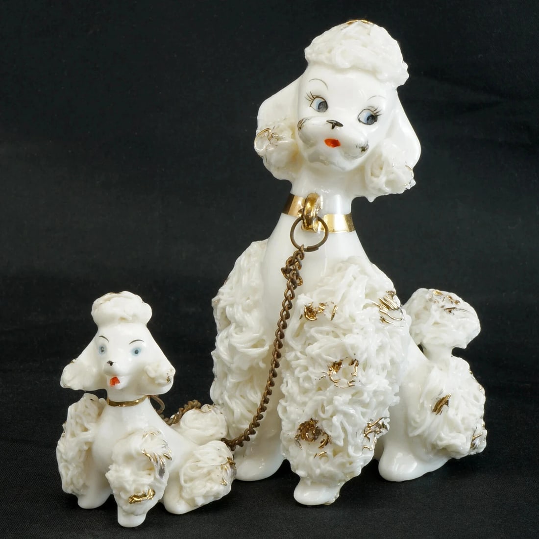 1950s Ceramic Spaghetti Poodle and Pup - 2