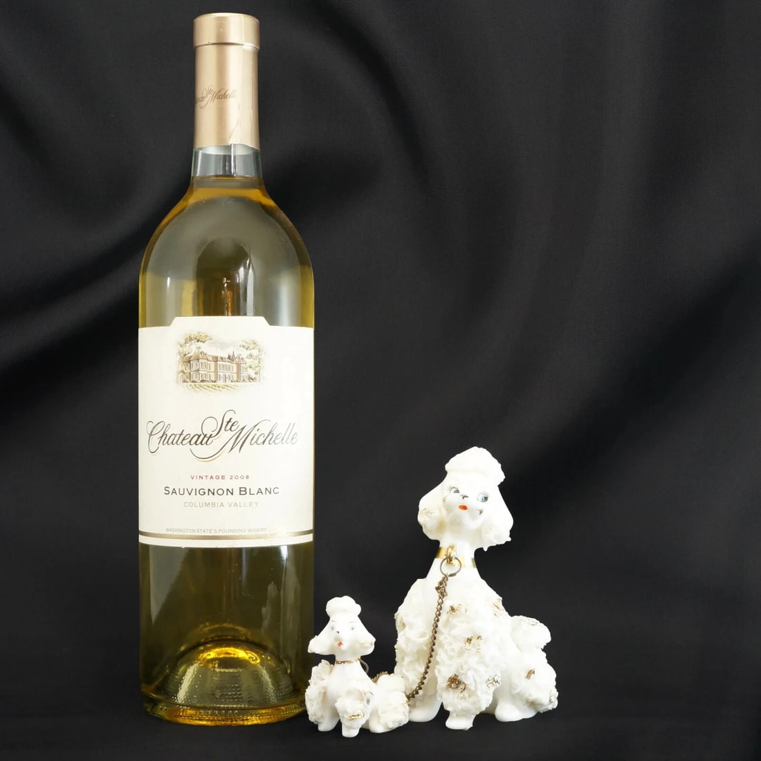 1950s Ceramic Spaghetti Poodle and Pup - 3