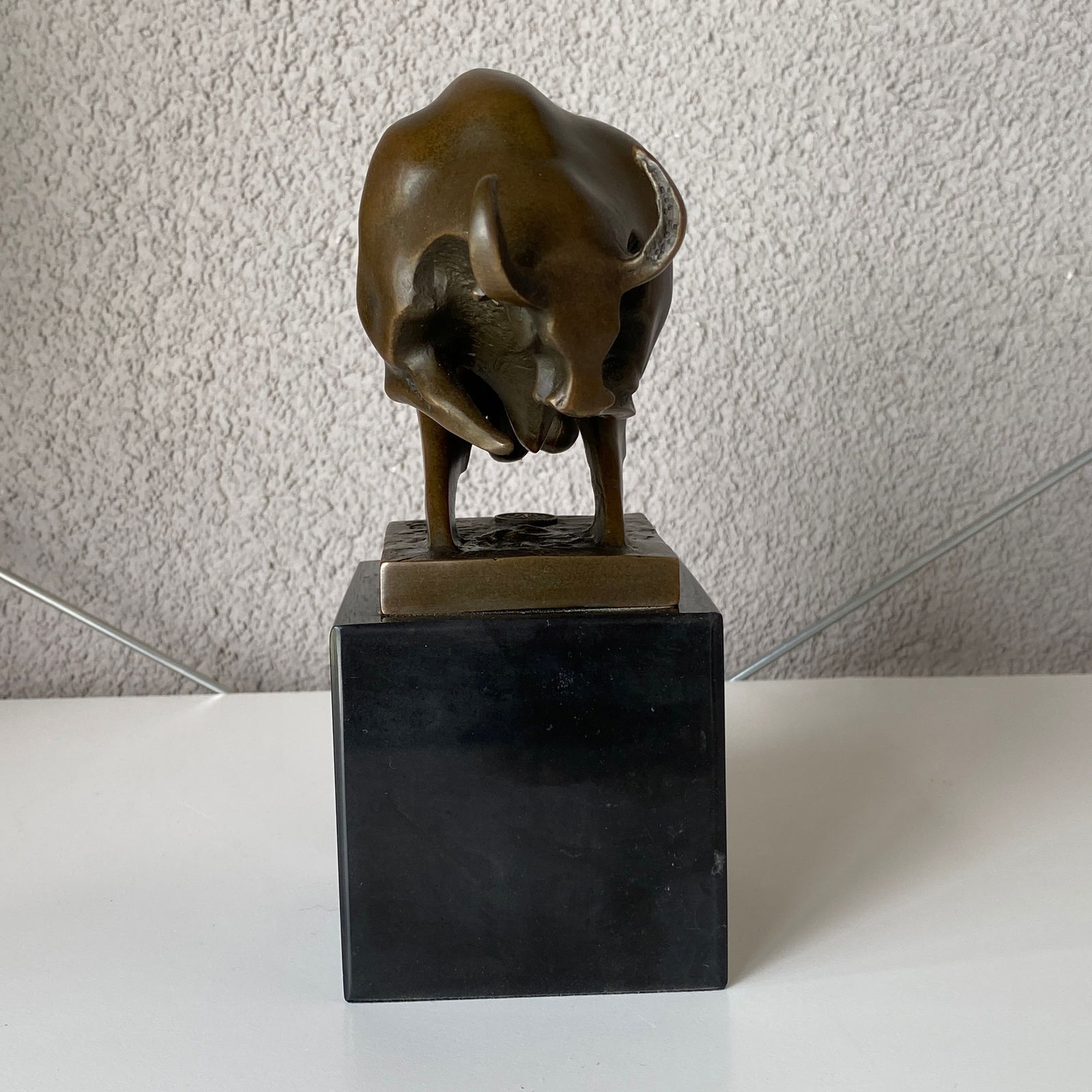 Milo Bronze Bull / Bull market run statue on a marble baze - 8