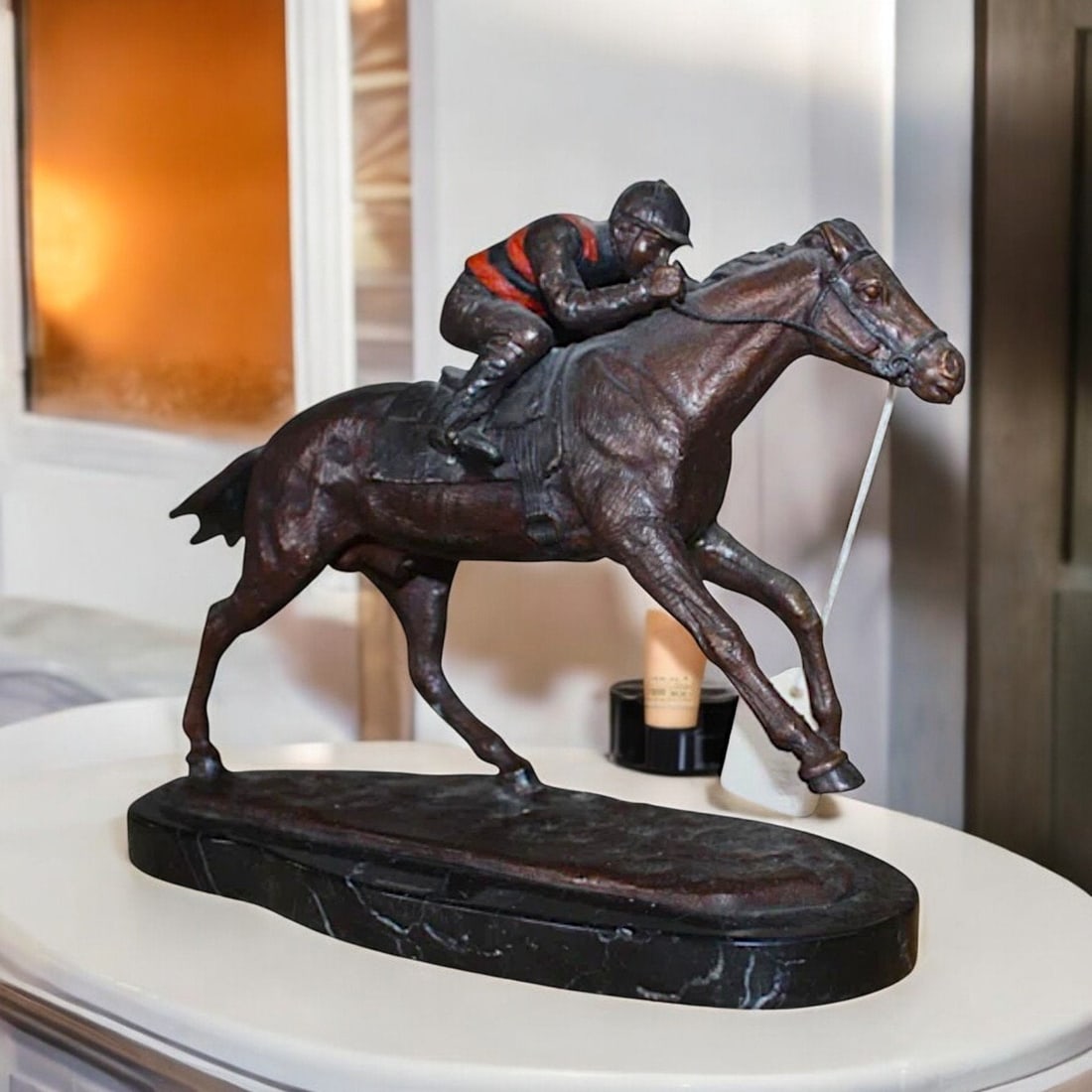 Jockey on horse - Bronze Statue - 4