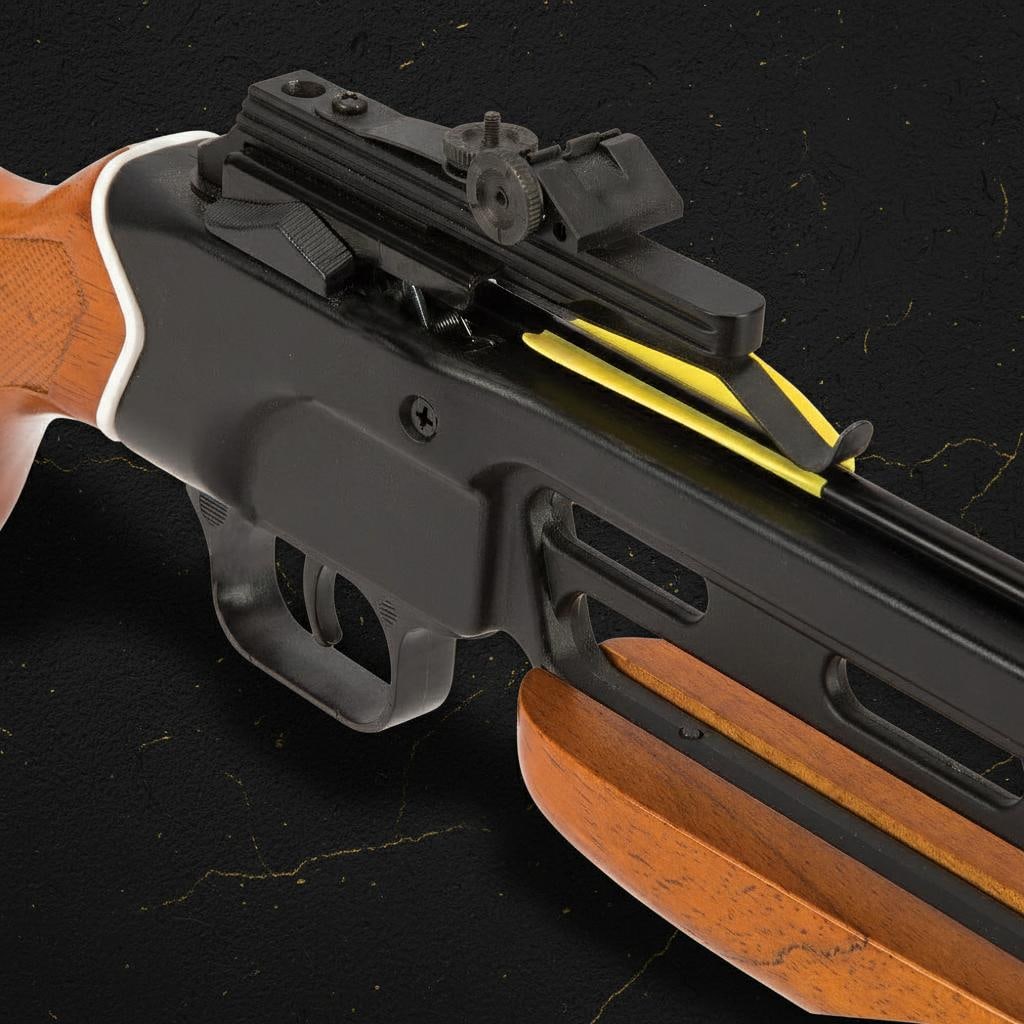 Rifle-Style Wooden Stock Crossbow 150 lb Draw with Fiberglass Limb and Bolts - 2
