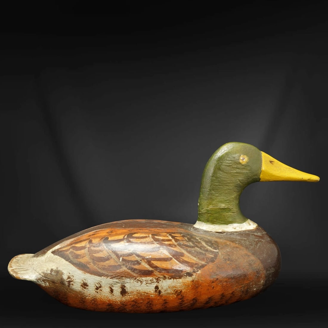 1920s Folk Art Wood Mallard Duck - 4