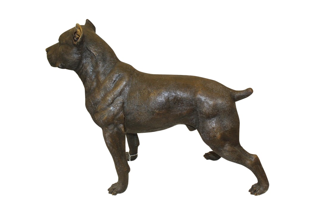 Pit Bull Dog Bronze Statue - Size: 33"L x 11"W x 26"H. (1 of 13)