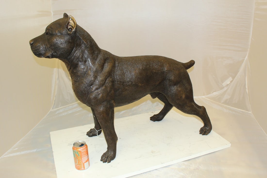 Pit Bull Dog Bronze Statue - Size: 33"L x 11"W x 26"H. - 5
