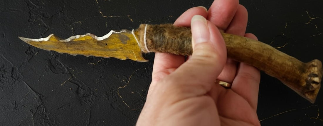 Antique Apache Belt Knife with Stag Bone Handle ca 1930 Native American Museum Piece - 8