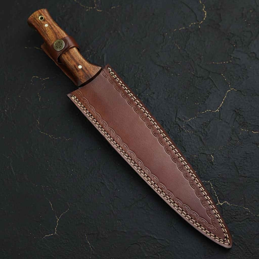 Classic Double Edge Dagger Knife, 14" Hand-Forged Damascus Steel Full Tang Blade - 4