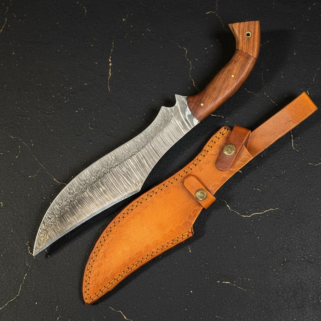 Handcrafted 13" Damascus Bowie Knife, Full Tang Hunter with Pakka Wood Handle - 2