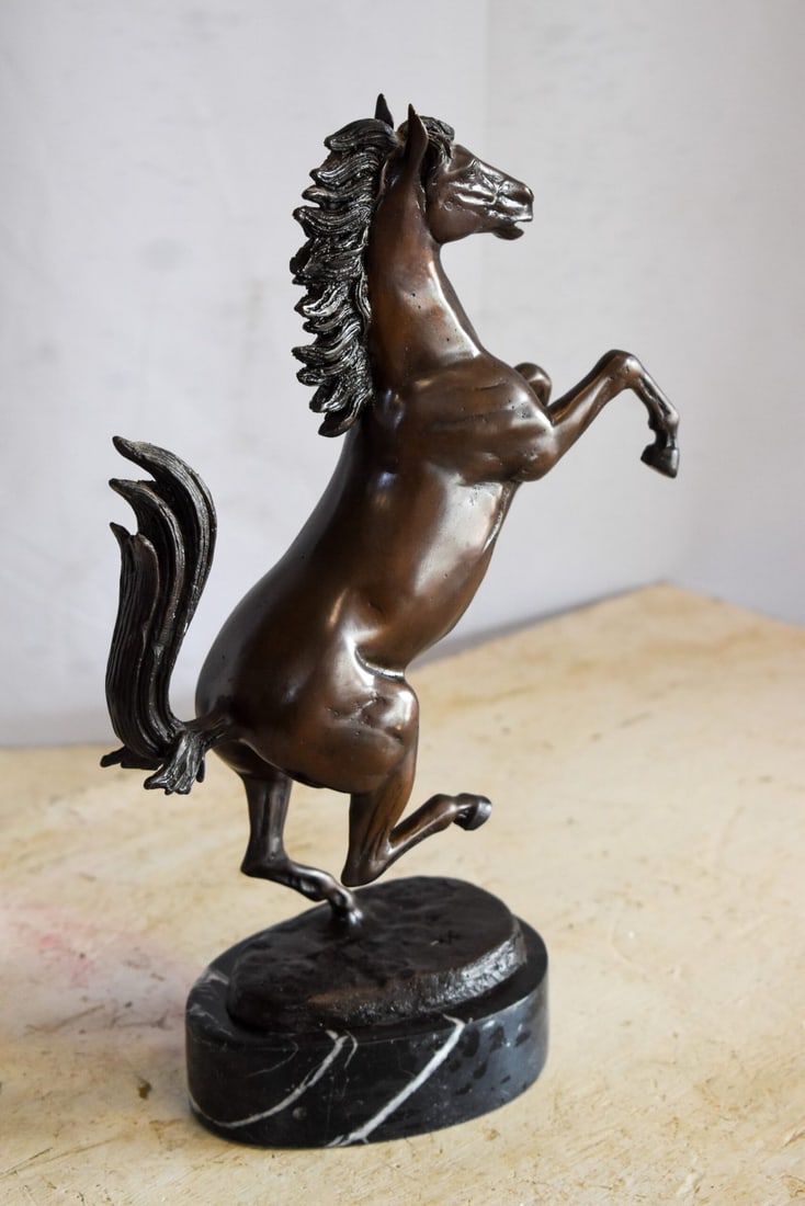 Powerful Ferrari Horse on Hind Legs Bronze Statue 9" x 4" x 13"H - 9