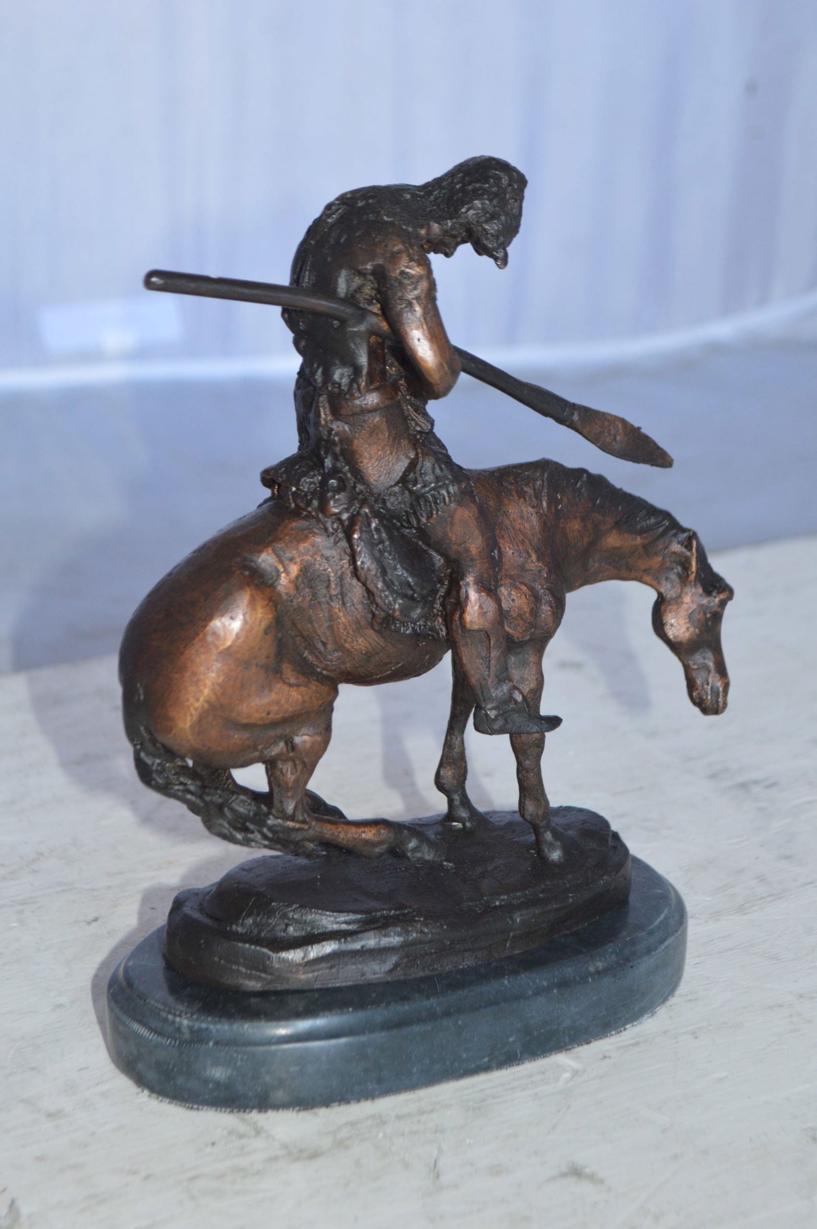 End of the Trail by James Fraser statue - replica - Size: 7"L x 3"W x 9"H. - 11
