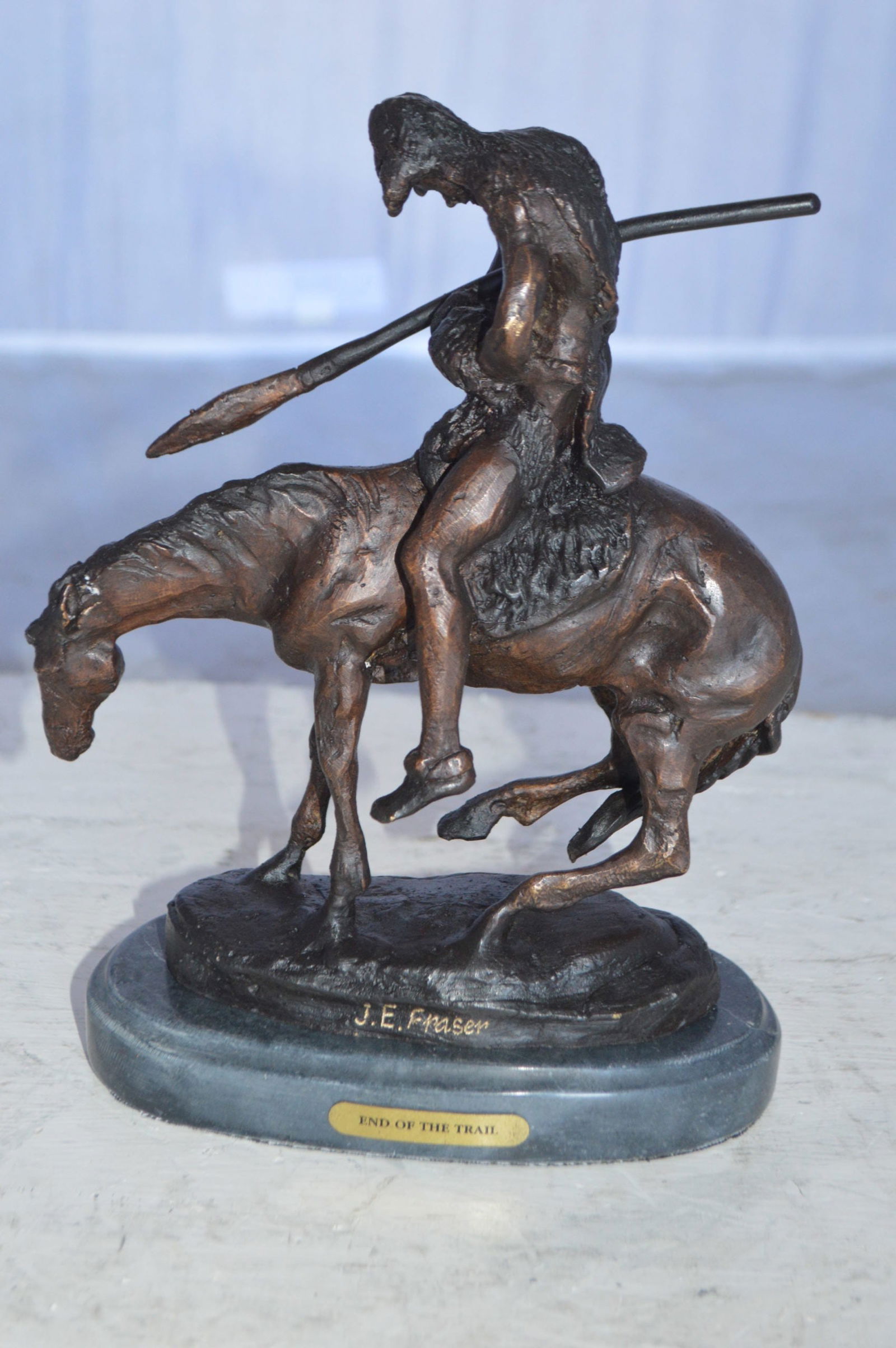 End of the Trail by James Fraser statue - replica - Size: 7"L x 3"W x 9"H. - 13