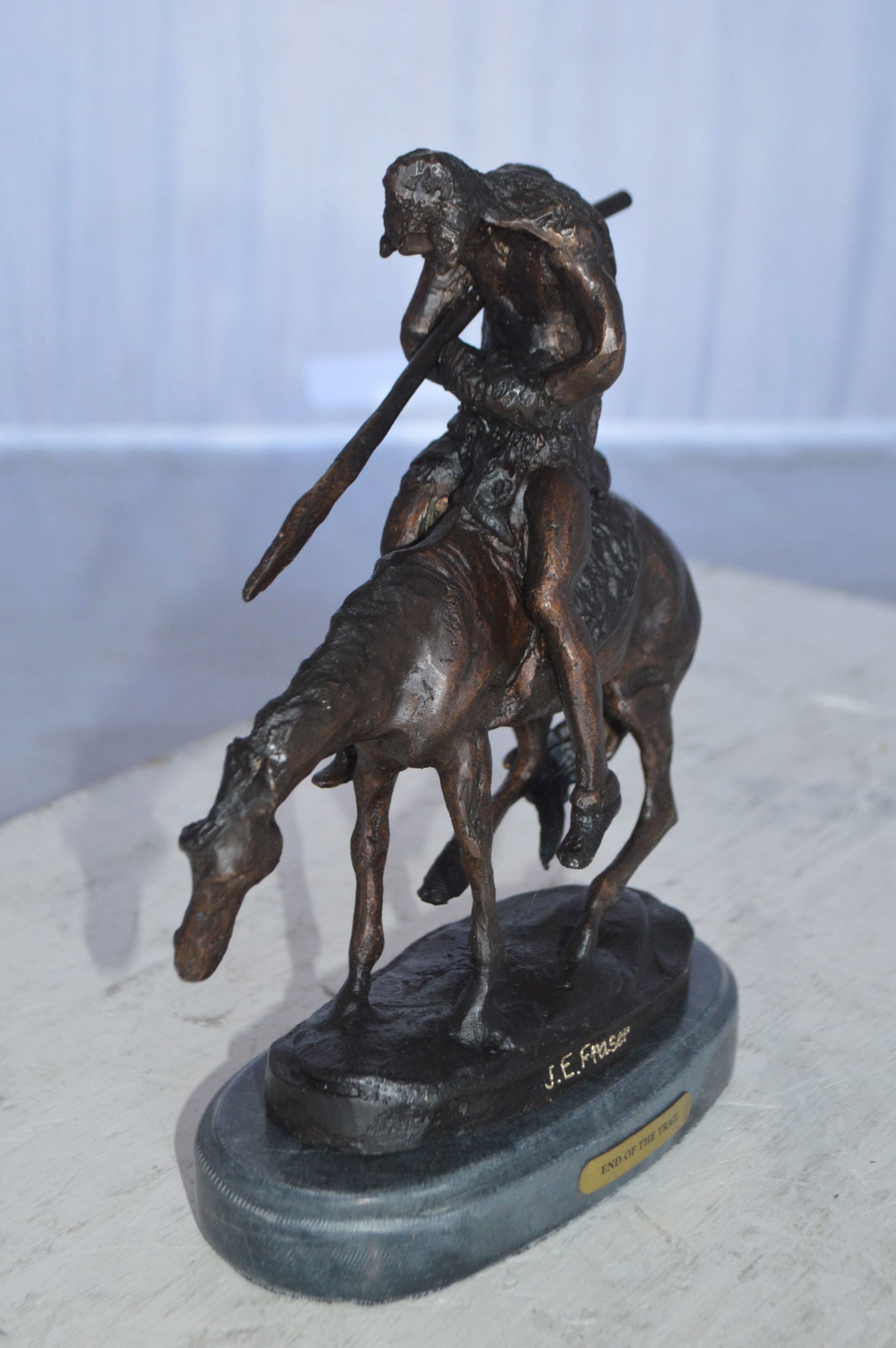 End of the Trail by James Fraser statue - replica - Size: 7"L x 3"W x 9"H. - 7
