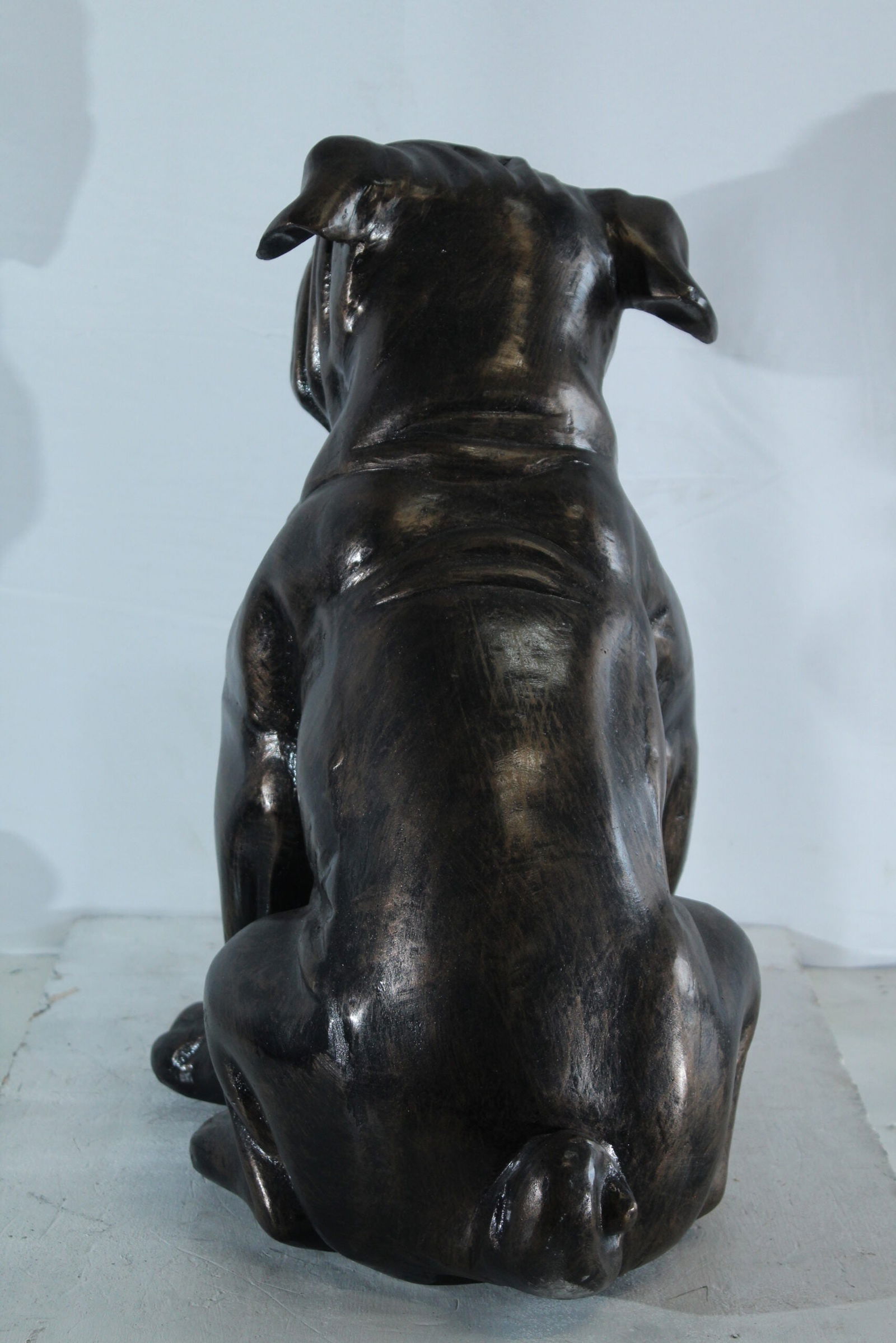 Aluminum Bulldog Statue with Sitting Pose and Wrinkled Detailing - Bronze-Style Pet Lover Sculpture - 8