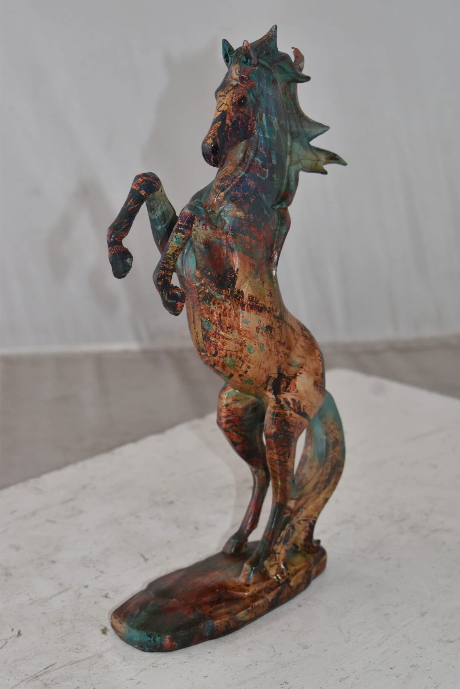 Small Varicolored Rearing Horse Resin Statue Size: 8" x 3" x 13"H - 4