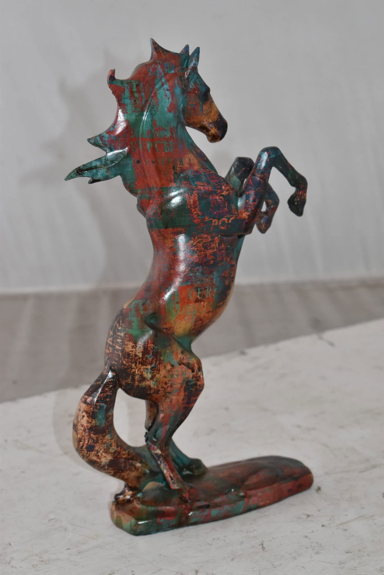 Small Varicolored Rearing Horse Resin Statue Size: 8" x 3" x 13"H - 8