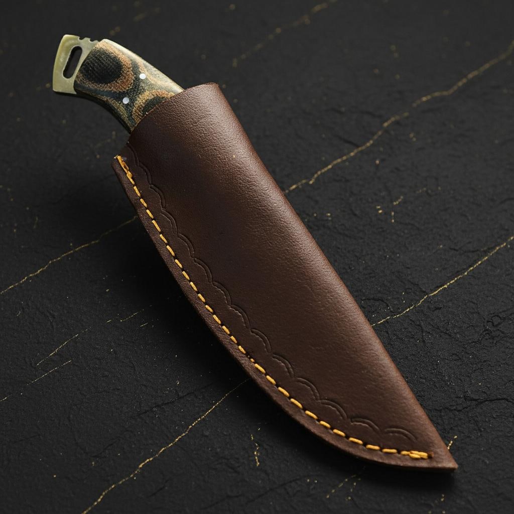 Hand Forged Damascus Hunting Knife, 9-inch Custom Full Tang Blade with Micarta Handle - 5