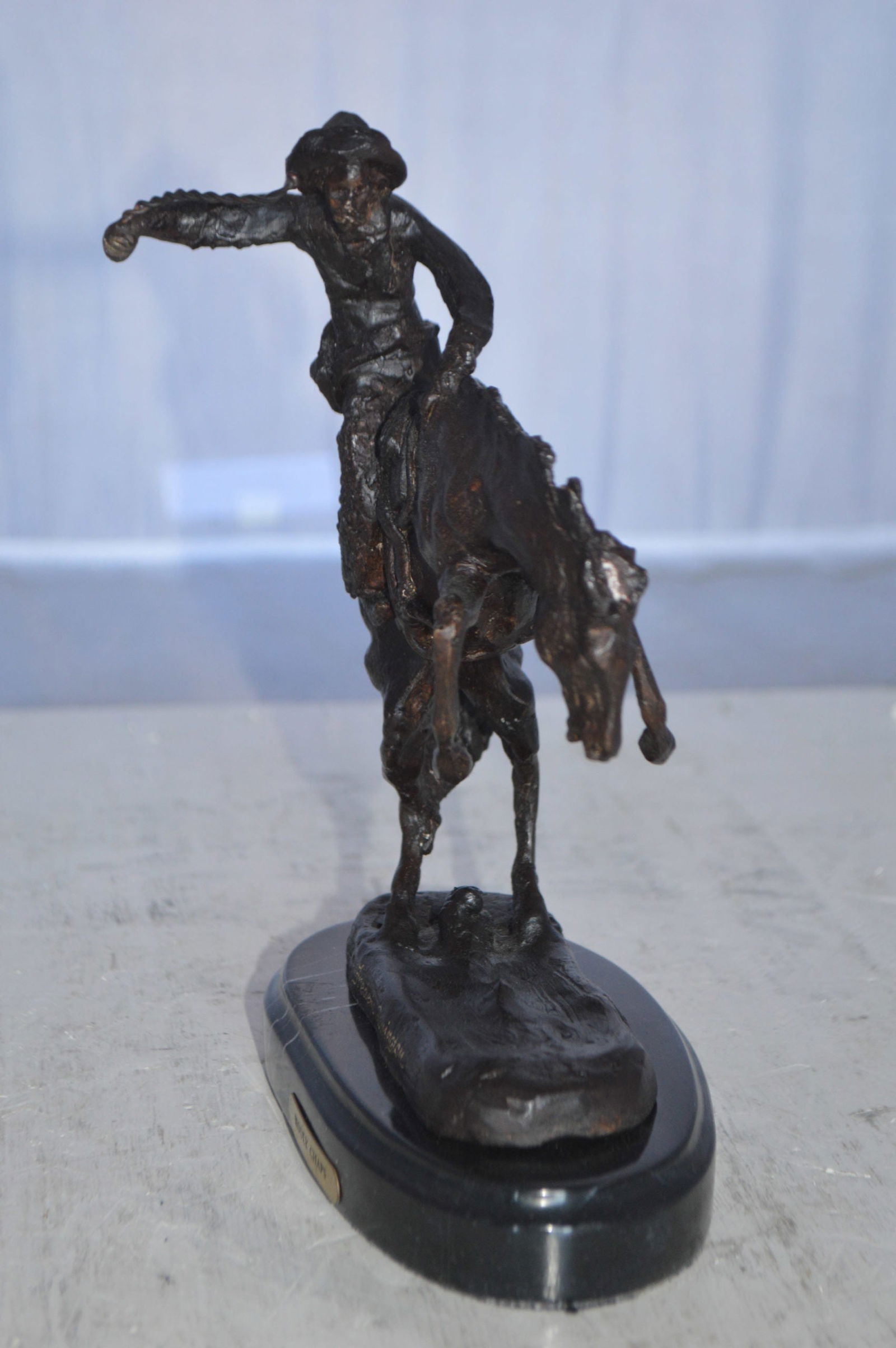 Wooly Chaps Bronze Statue by Remington 13H - Size: 8"L x 3"W x 9"H. - 11