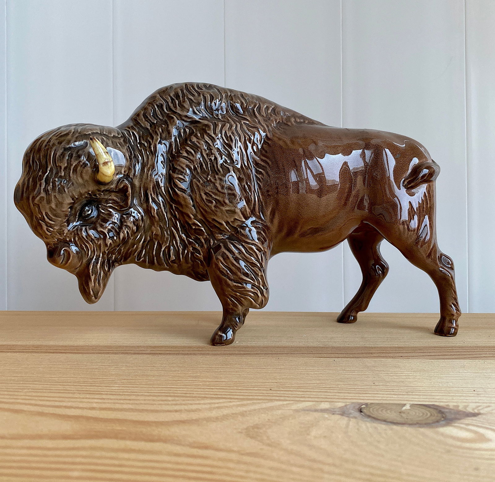 Signed Porcelain Bison Statue (1 of 9)