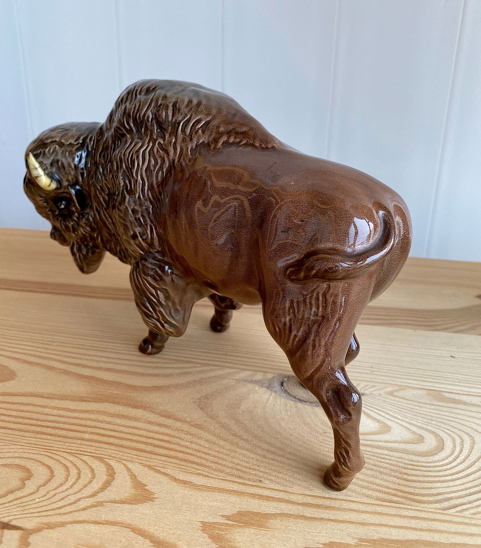 Signed Porcelain Bison Statue - 6