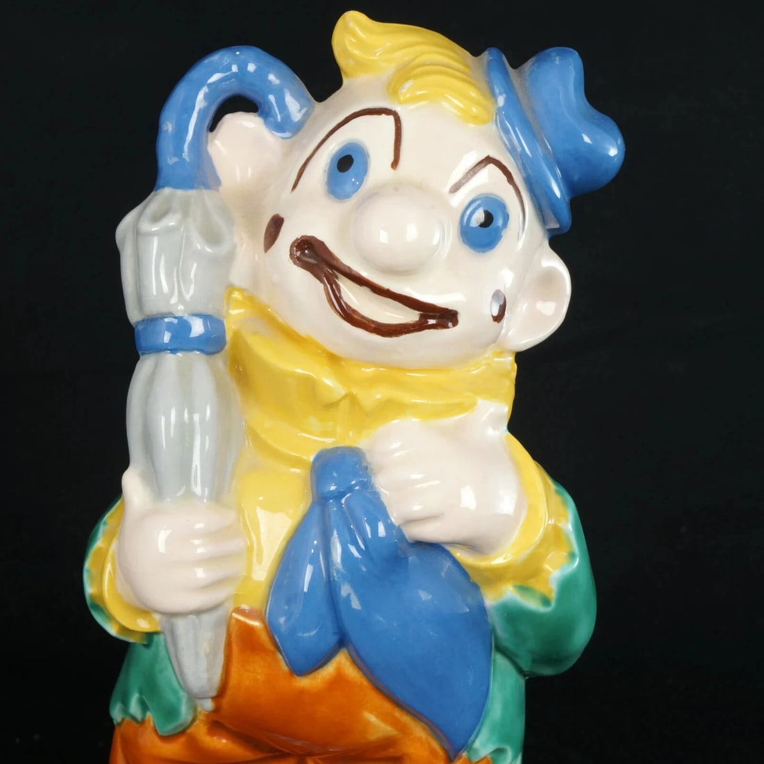 1970s Hand painted Ceramic Hobo Clown Bank - 7