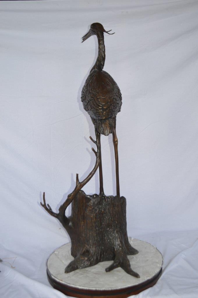 Great blue heron perched bronze statue Fountain - Size: 22"L x 21"W x 49"H. - 8