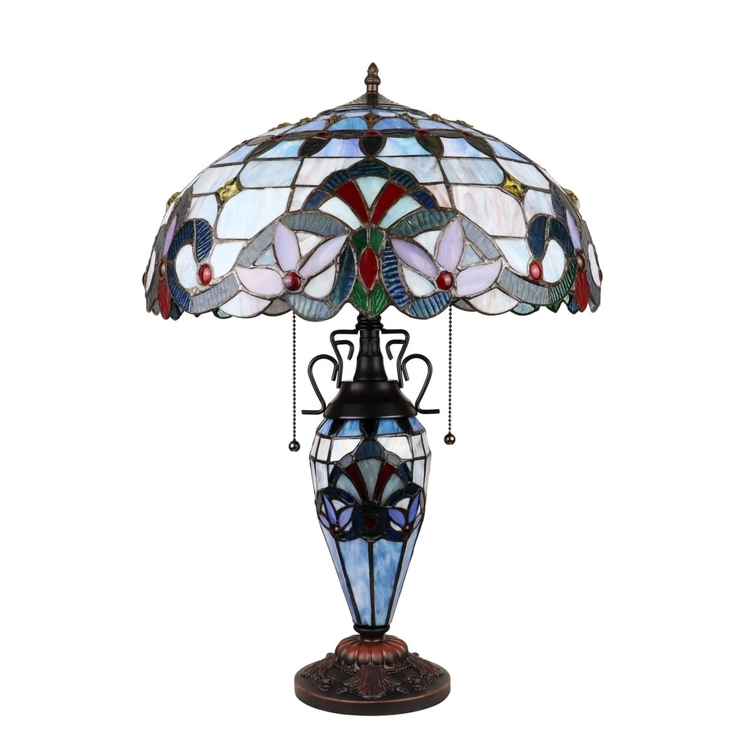 25" Stained Glass Lighted Base Table Lamp - 3
