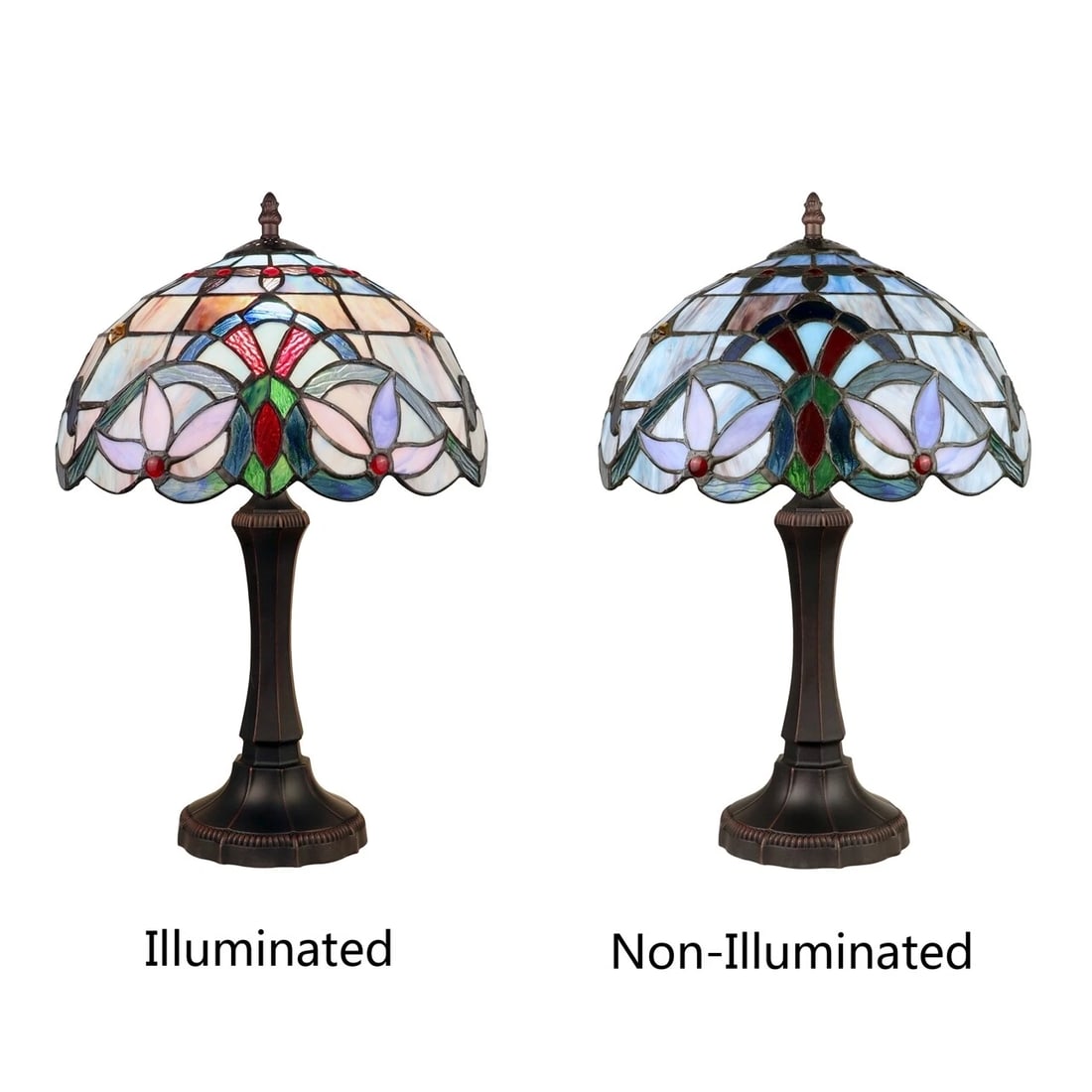18" 1 light Stained Glass Table Lamp - 7