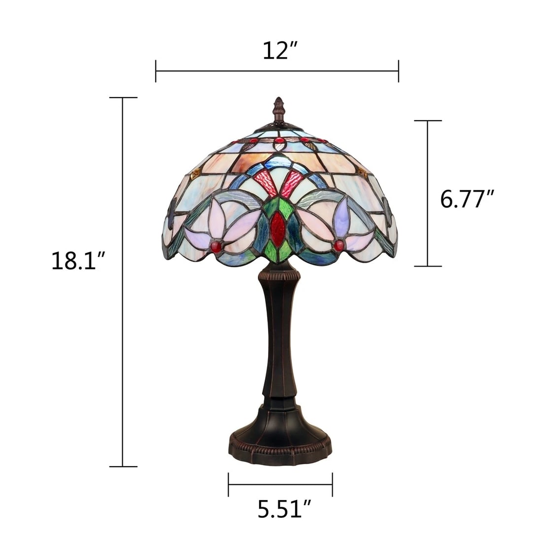 18" 1 light Stained Glass Table Lamp - 9