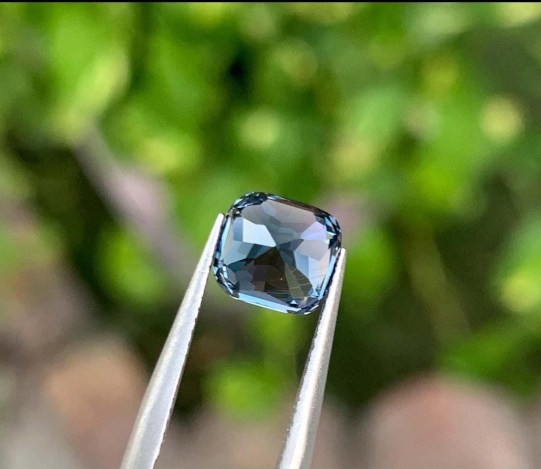 GIA Certified 2.00 CT Celestial Blue Spinel: Cushion Cut Gemstone - 5
