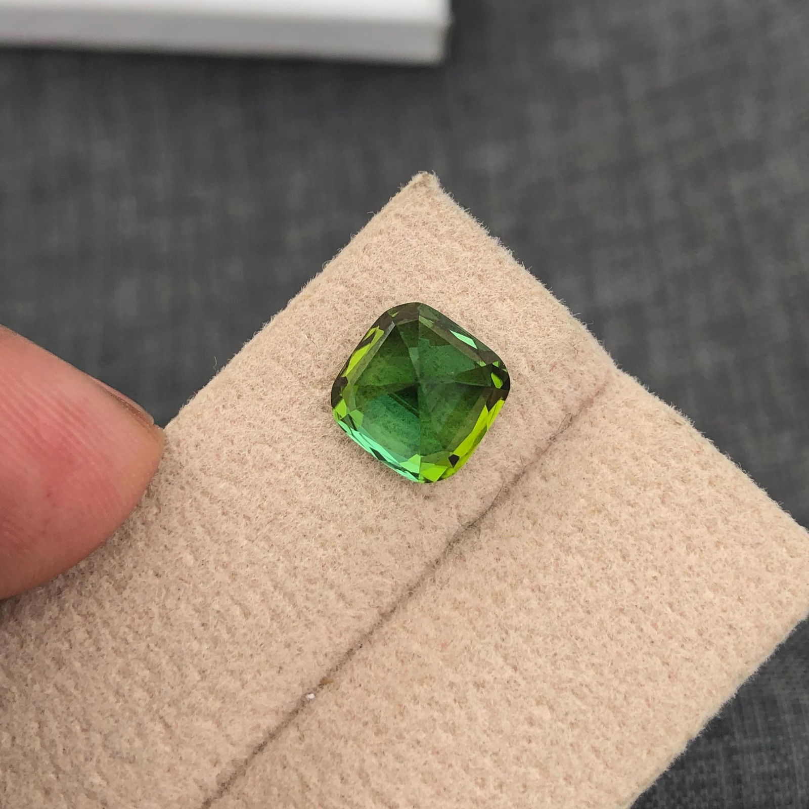 3.51 Carat Green Blue Tourmaline Gemstone: Afghan Cushion Cut - 10