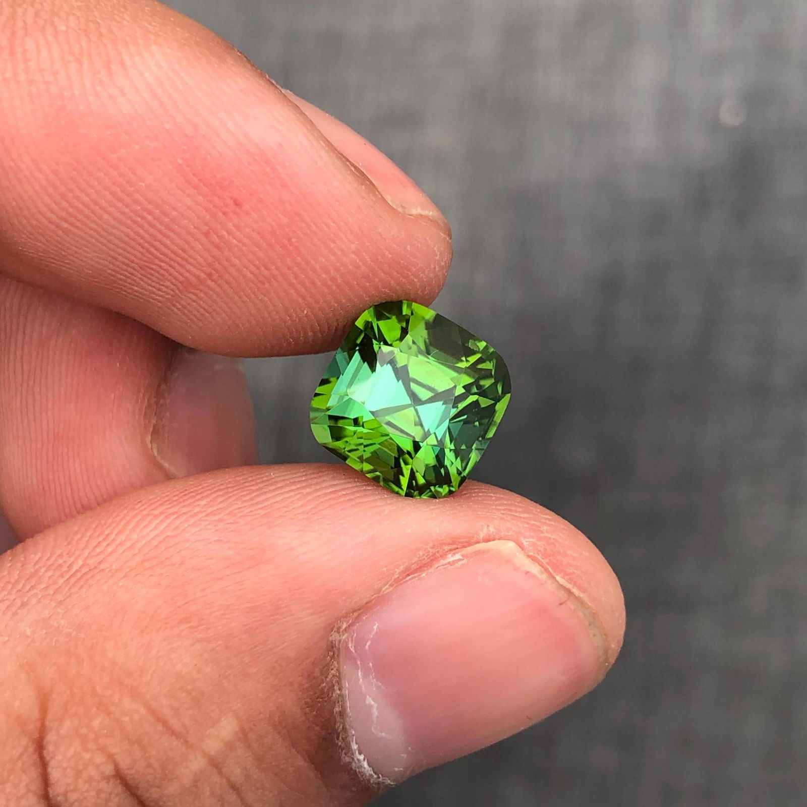 3.51 Carat Green Blue Tourmaline Gemstone: Afghan Cushion Cut - 3