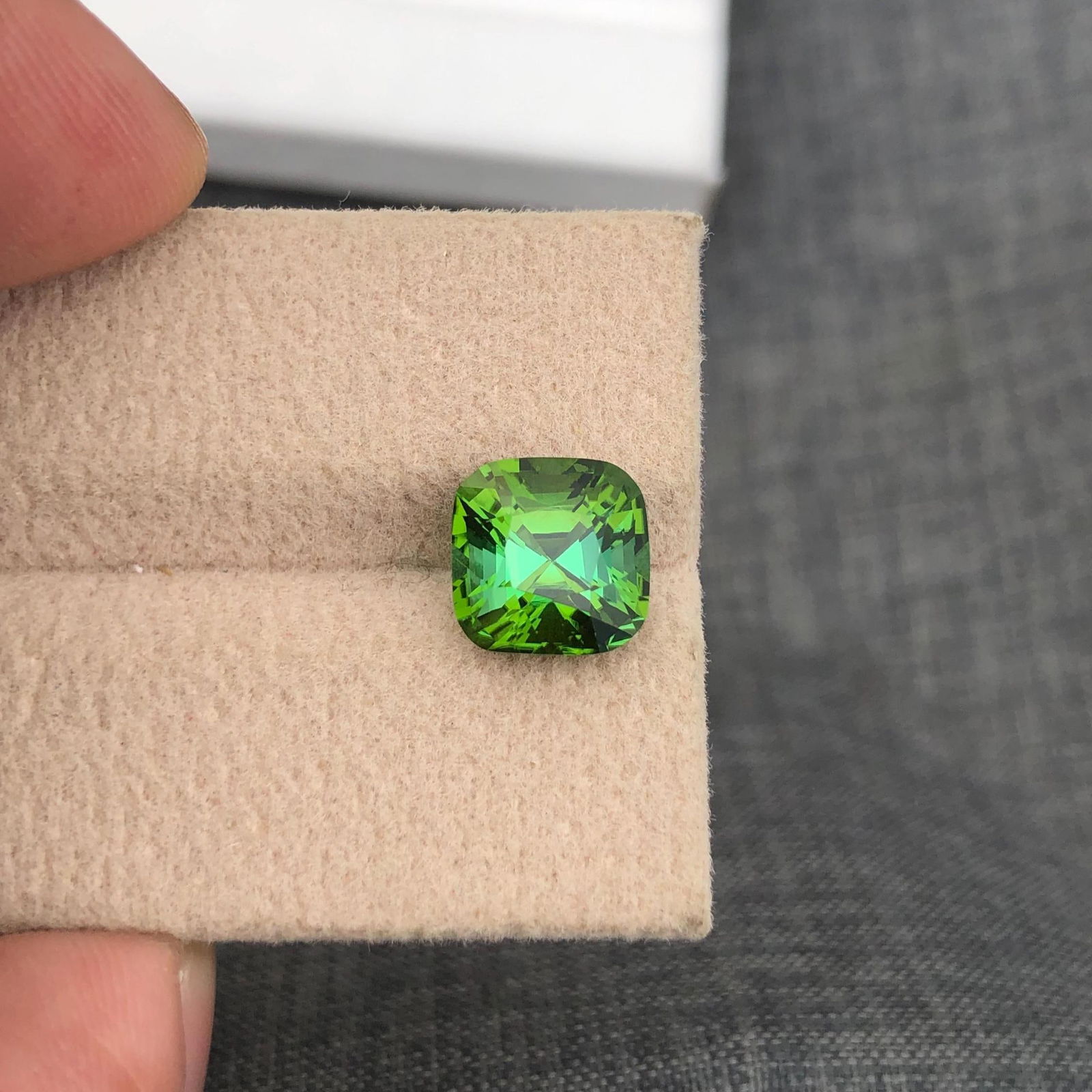 3.51 Carat Green Blue Tourmaline Gemstone: Afghan Cushion Cut - 4