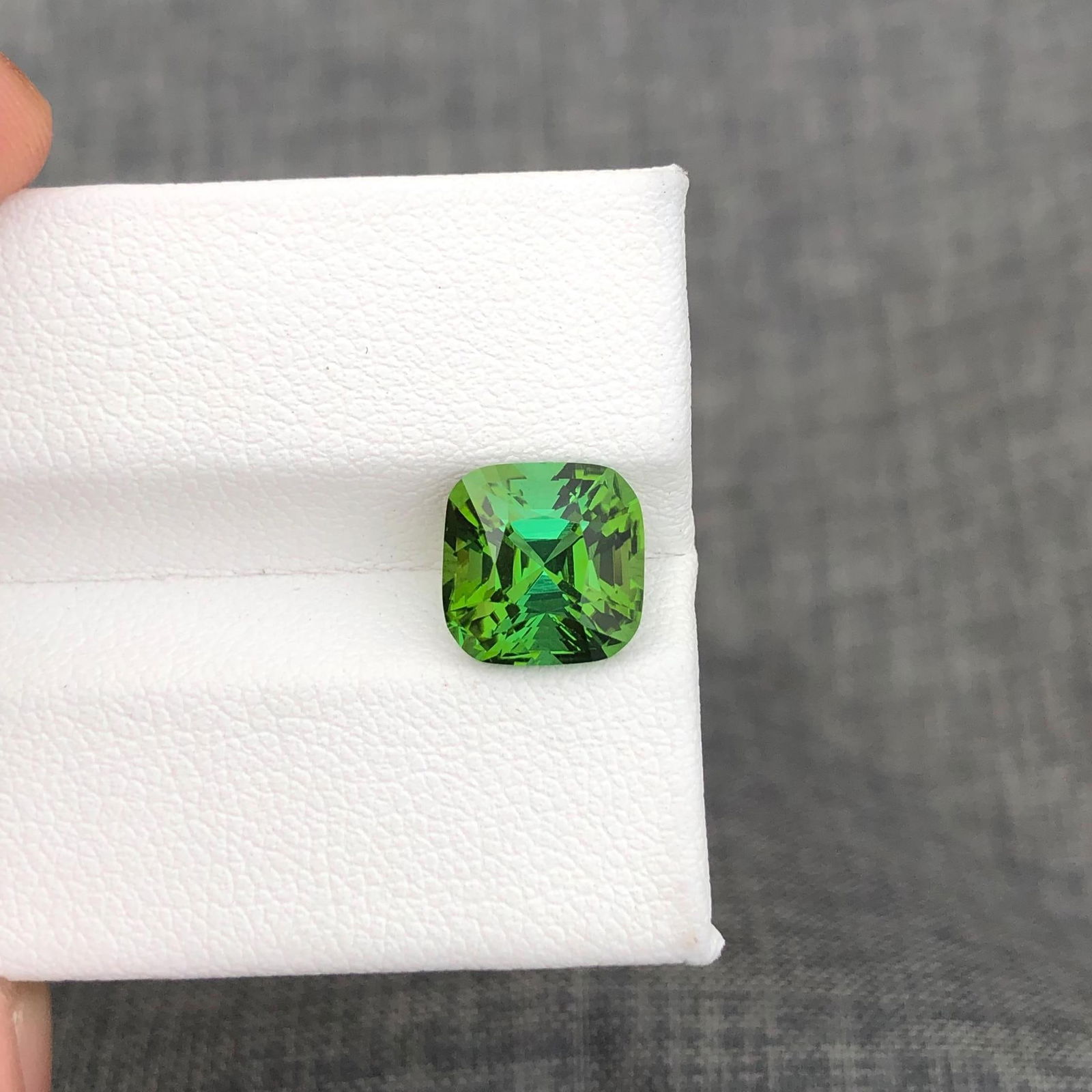 3.51 Carat Green Blue Tourmaline Gemstone: Afghan Cushion Cut - 5