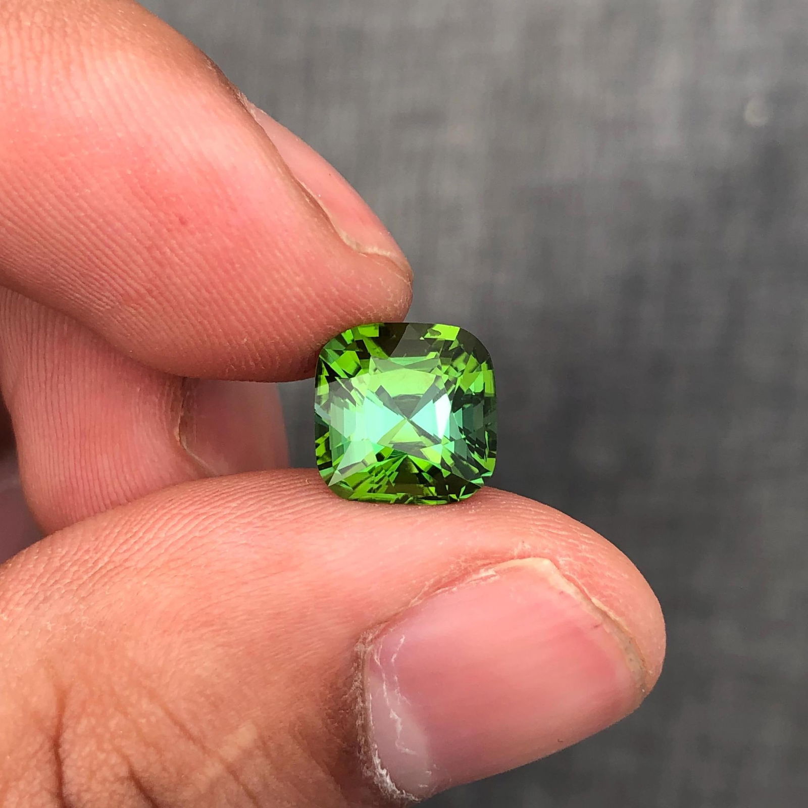 3.51 Carat Green Blue Tourmaline Gemstone: Afghan Cushion Cut - 8